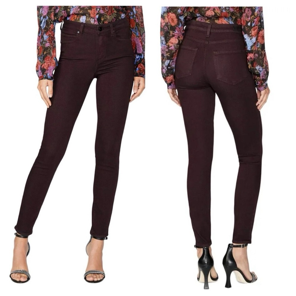 PAIGE Women's Burgundy 'Pinot‎ Noir' Coated Skinny Jeans |Midrise| Size 29